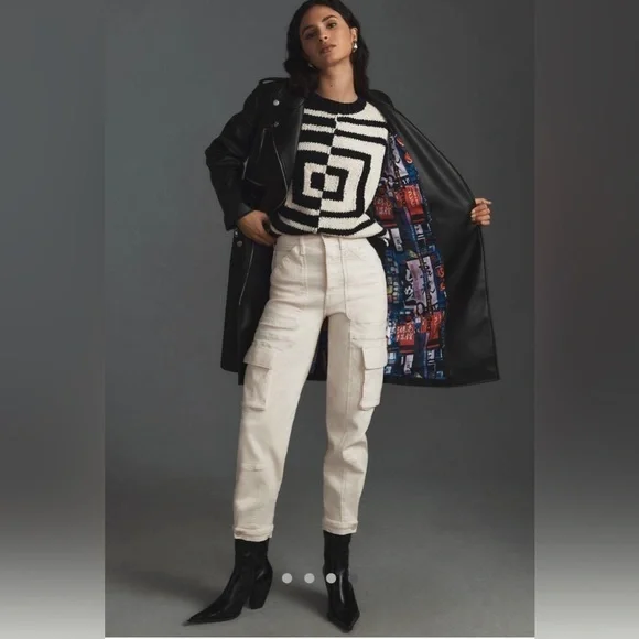 NWT M Mother Denim The Long Chopper Black Moto Trench Jacket Trench Coats